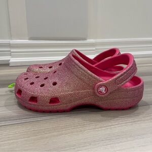 NWT CROCS Big Kids' Classic Iridescent Glitter Clog Pink Size Junior 5 J5